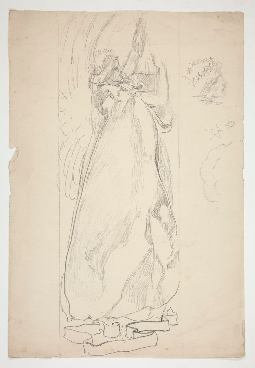 Angyaltanulmány (ólomüveghez? mennyezethez?) alkotó: Edwin Austin Abbey