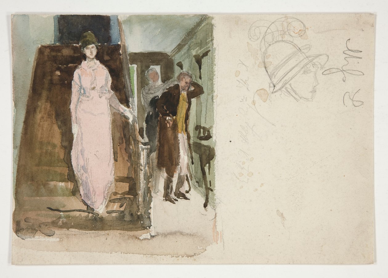 Egy enteriőr tanulmányozása: pár este indulni készül alkotó: Edwin Austin Abbey
