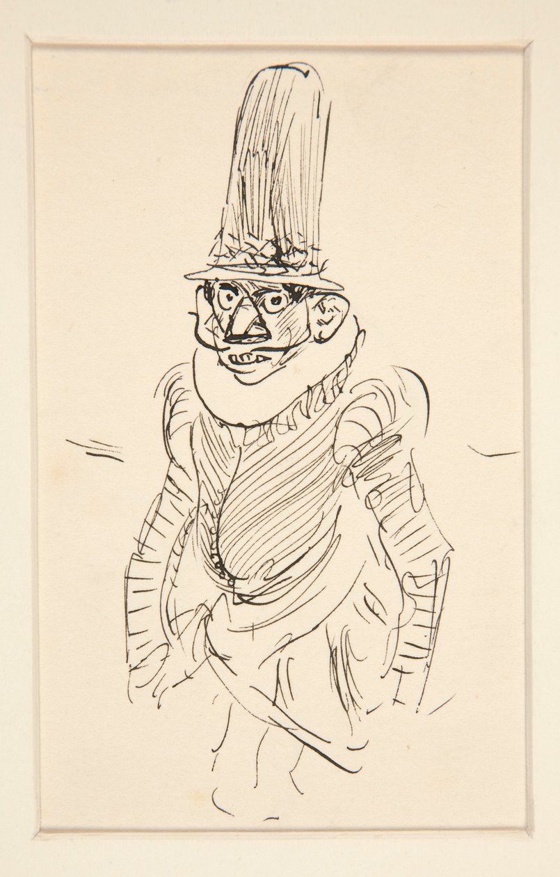Tanulmány a XV. századi viseletben lévő emberről, esetleg a korszak karikatúrája alkotó: Edwin Austin Abbey