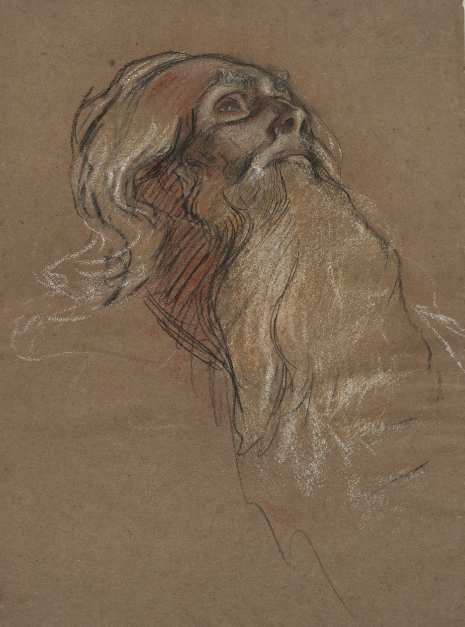 Tanulmány Amfortas király fejéről, mert alkotó: Edwin Austin Abbey