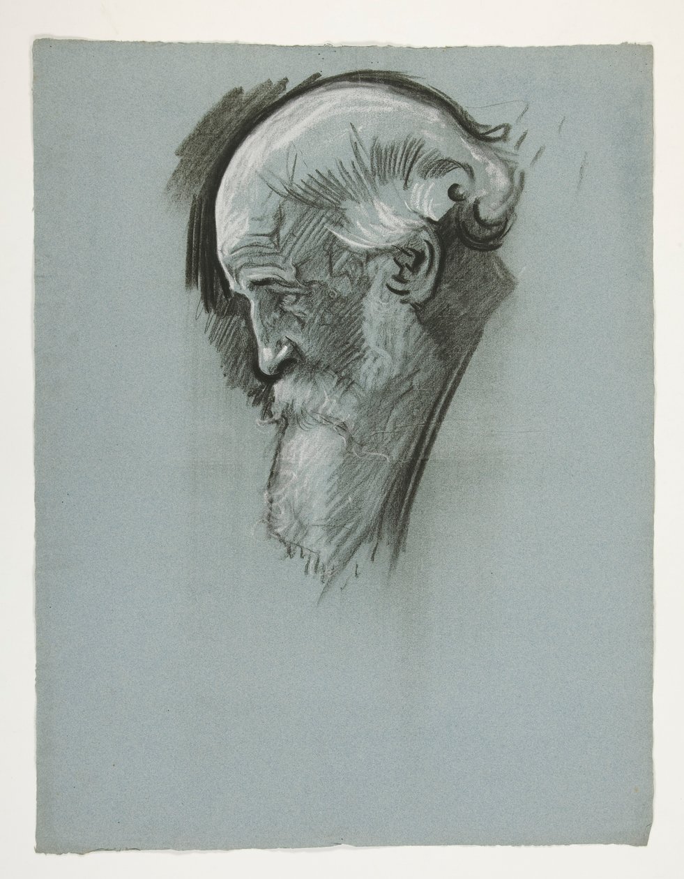 Tanulmány egy öreg szakállas férfi fejéről, Arthur király számára alkotó: Edwin Austin Abbey