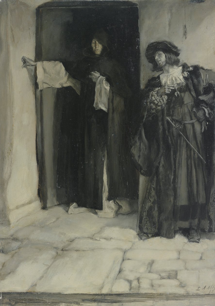 A herceg és Tamás barát, a Mérték a mértékért, I. felvonás iii. jelenetéből alkotó: Edwin Austin Abbey