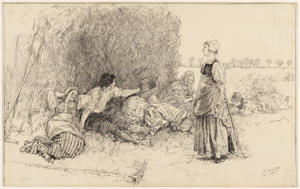 Az aratók, illusztráció „A bőrpalack” című műhöz alkotó: Edwin Austin Abbey