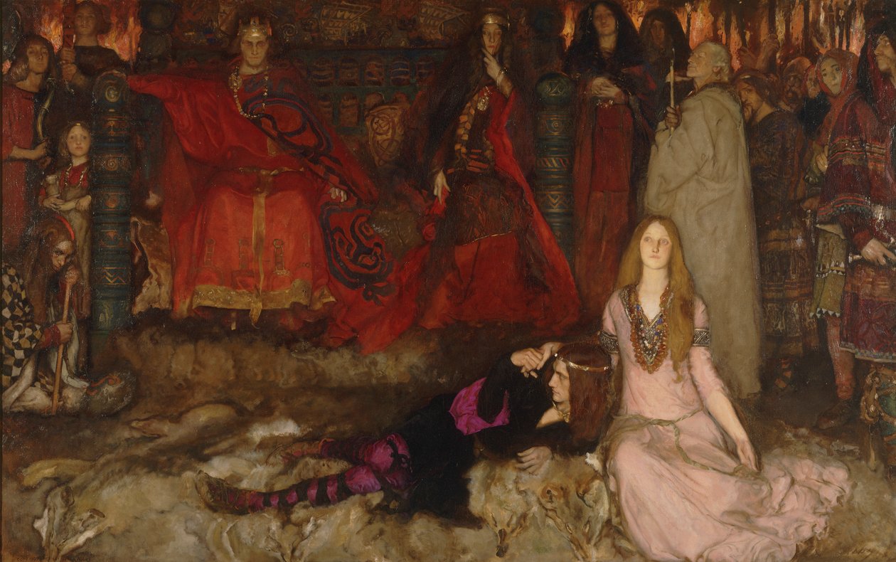 A játék jelenete a Hamletben, III. felvonás, II alkotó: Edwin Austin Abbey