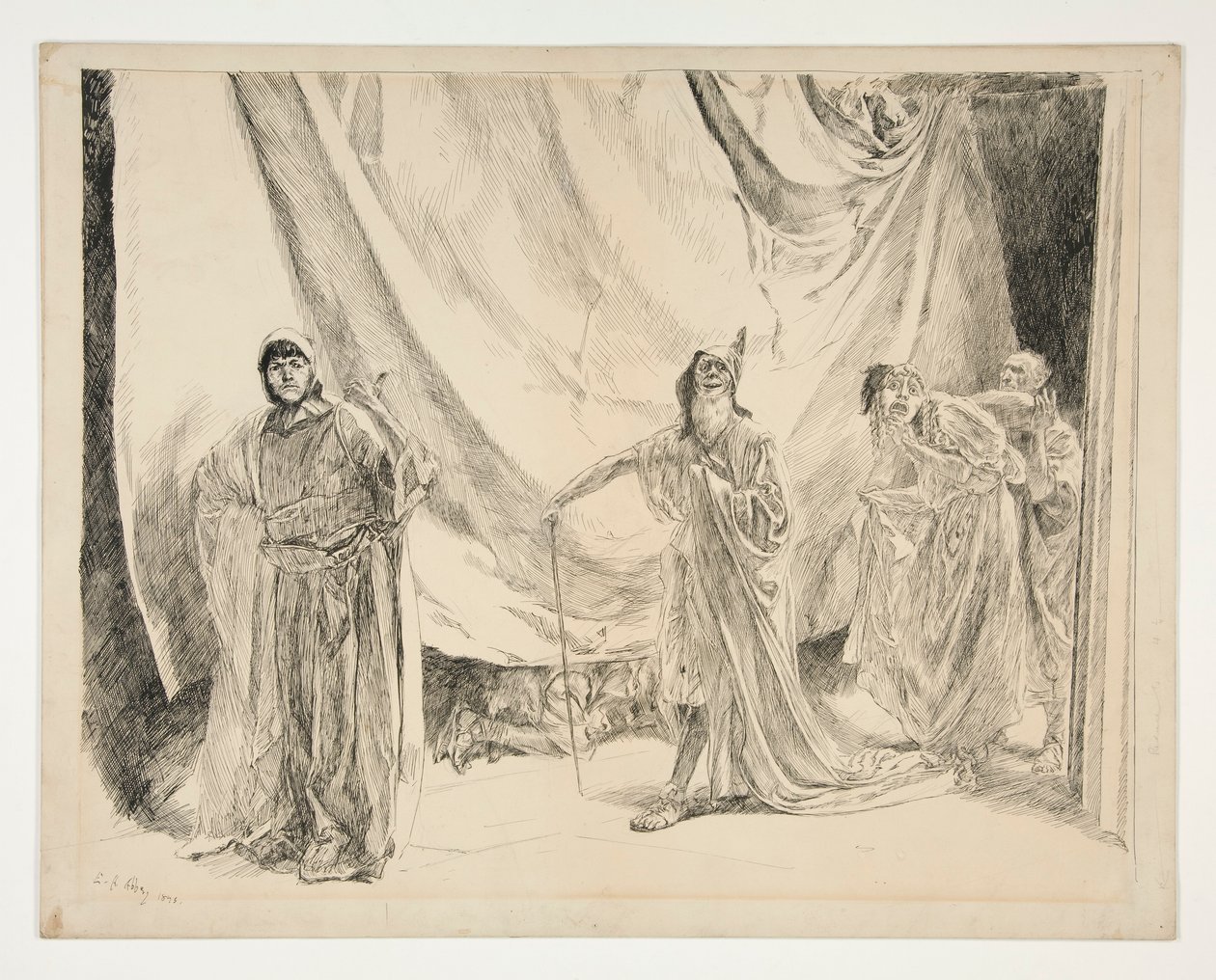 A játékosok visszatérése, illusztráció az V. felvonáshoz, I. jelenet, Szentivánéj alkotó: Edwin Austin Abbey