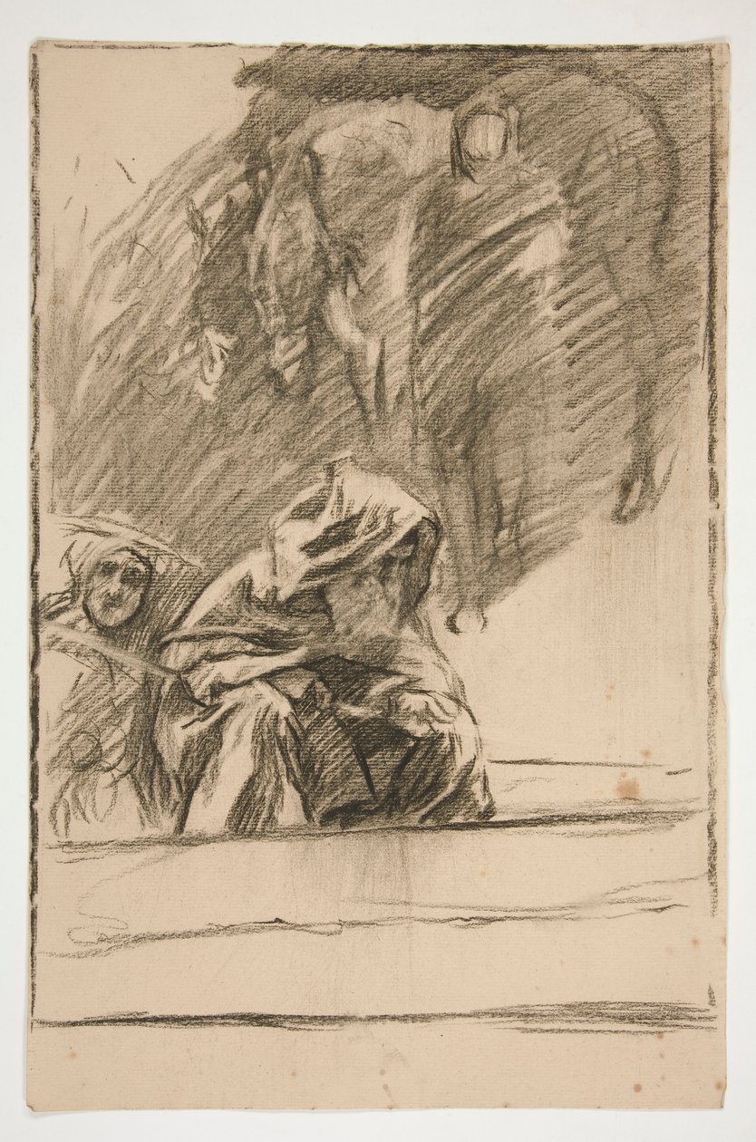 Három figura és lovak: tanulj alkotó: Edwin Austin Abbey