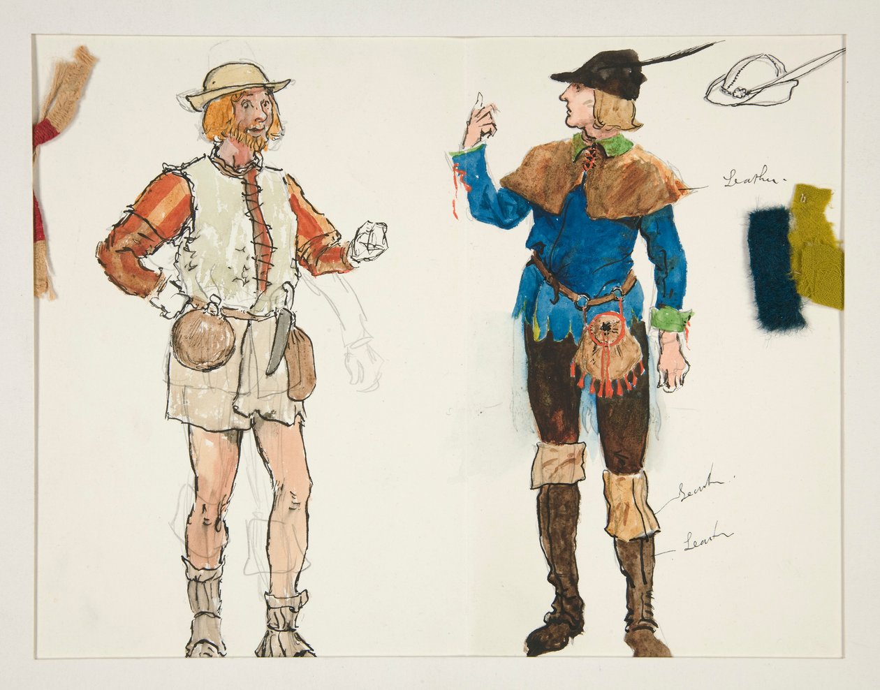 Két férfi, jelmezvázlat Henry Irving számára alkotó: Edwin Austin Abbey