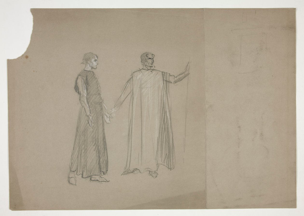Két ábra: korai tanulmány alkotó: Edwin Austin Abbey