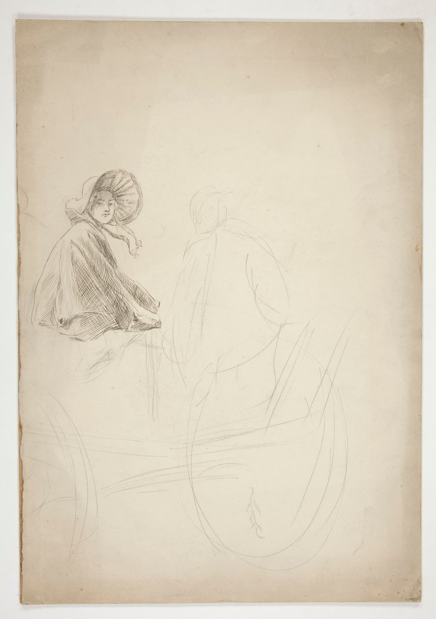 Két figura egy kocsin ülve - (azonosítatlan illusztráció) alkotó: Edwin Austin Abbey