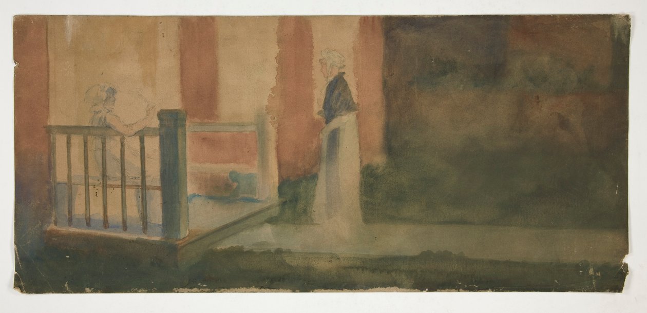 Két nő beszélget a verandán alkotó: Edwin Austin Abbey