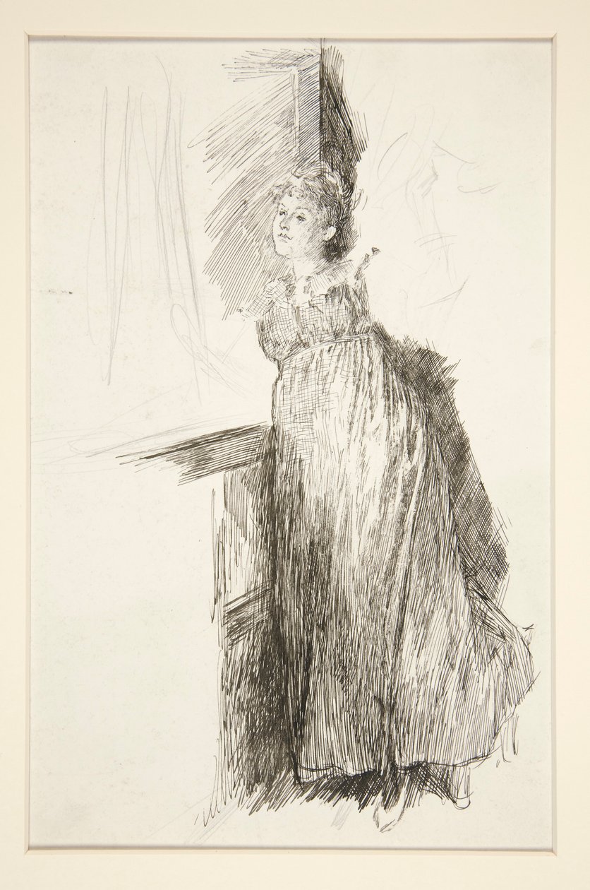 Nő az ablaknál - azonosítatlan illusztráció alkotó: Edwin Austin Abbey