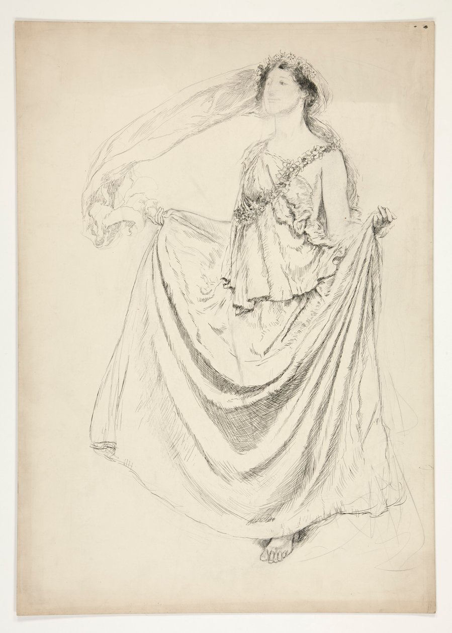 Nő tógában, füzérekkel, vázlat egy azonosítatlan Shakespeare-darabhoz alkotó: Edwin Austin Abbey