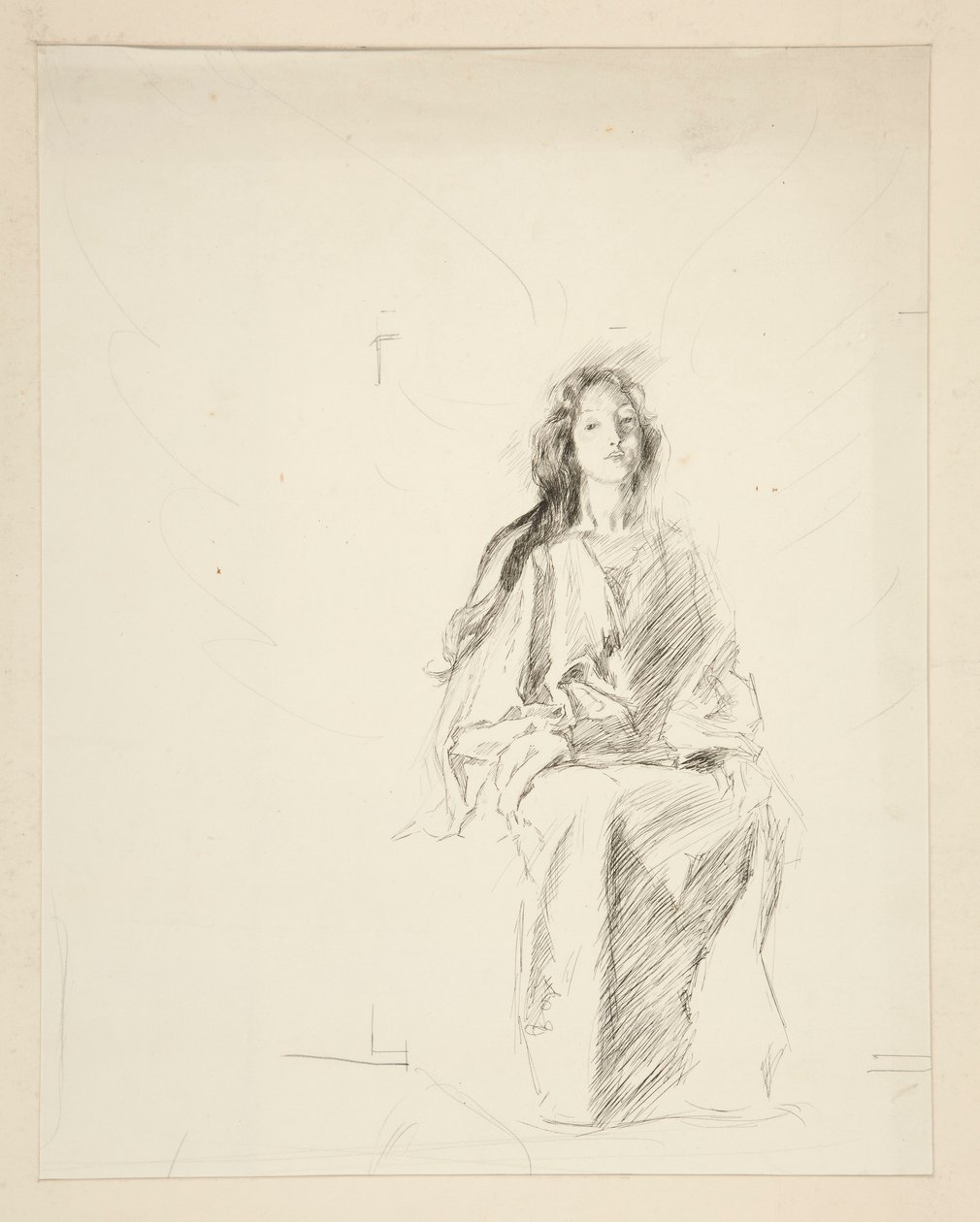 Ülő nő, vázlat egy azonosítatlan Shakespeare-darabhoz alkotó: Edwin Austin Abbey