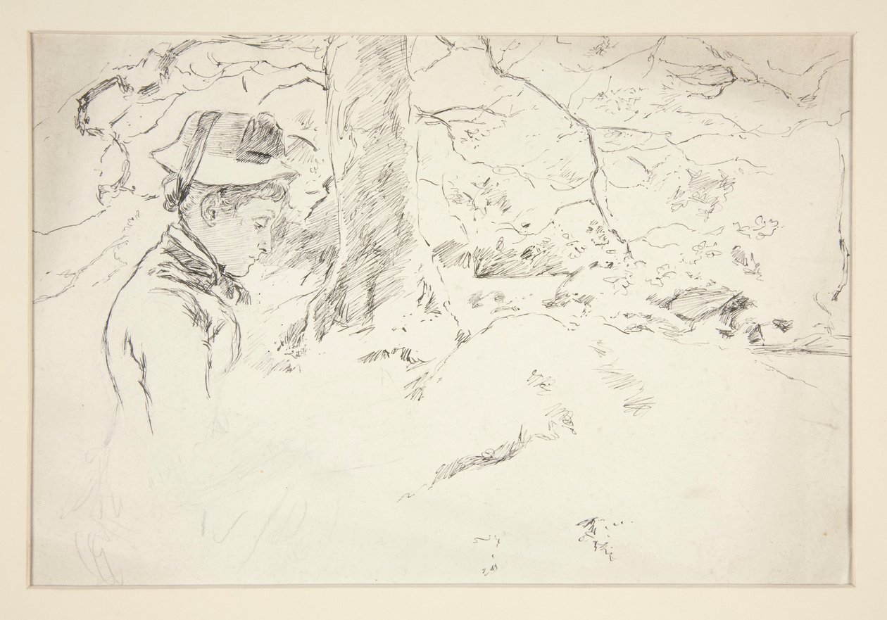 Nő ül a kertben - azonosítatlan illusztráció alkotó: Edwin Austin Abbey