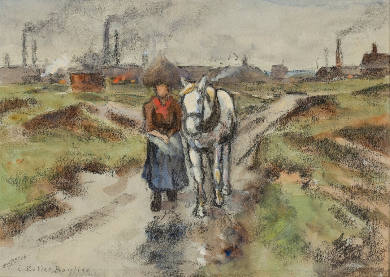 Leading the Barge Pony (akvarell pasztellel papíron) alkotó: Edwin Butler Bayliss