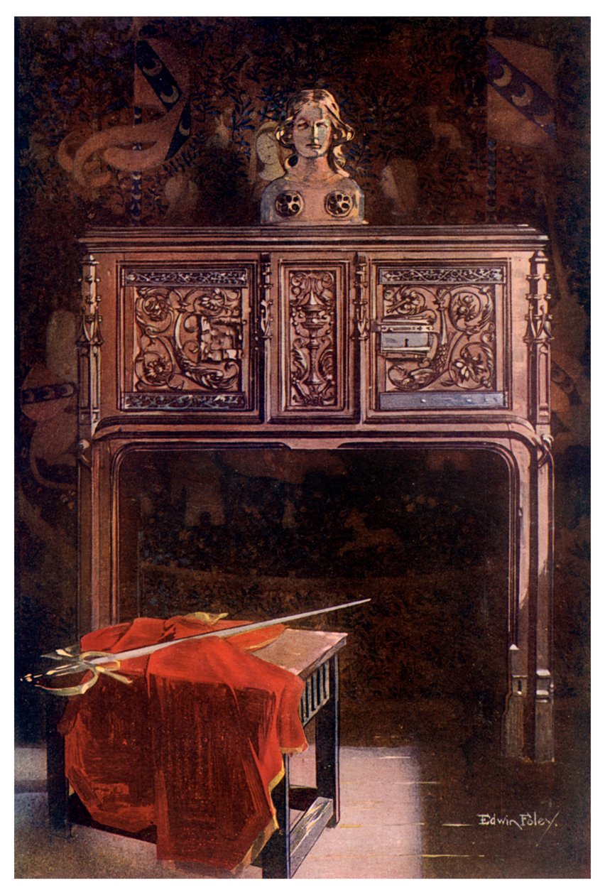 Faragott tölgy Lous XII dressoir, 1910. alkotó: Edwin Foley
