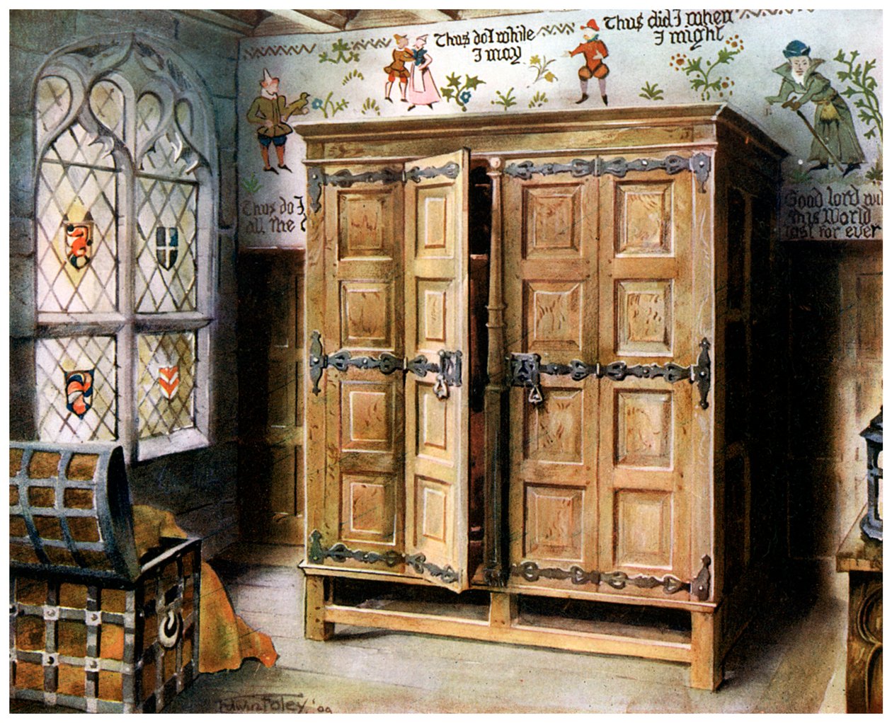 Oak press, Strangers Hall, Norwich, Norfolk, 1910. alkotó: Edwin Foley