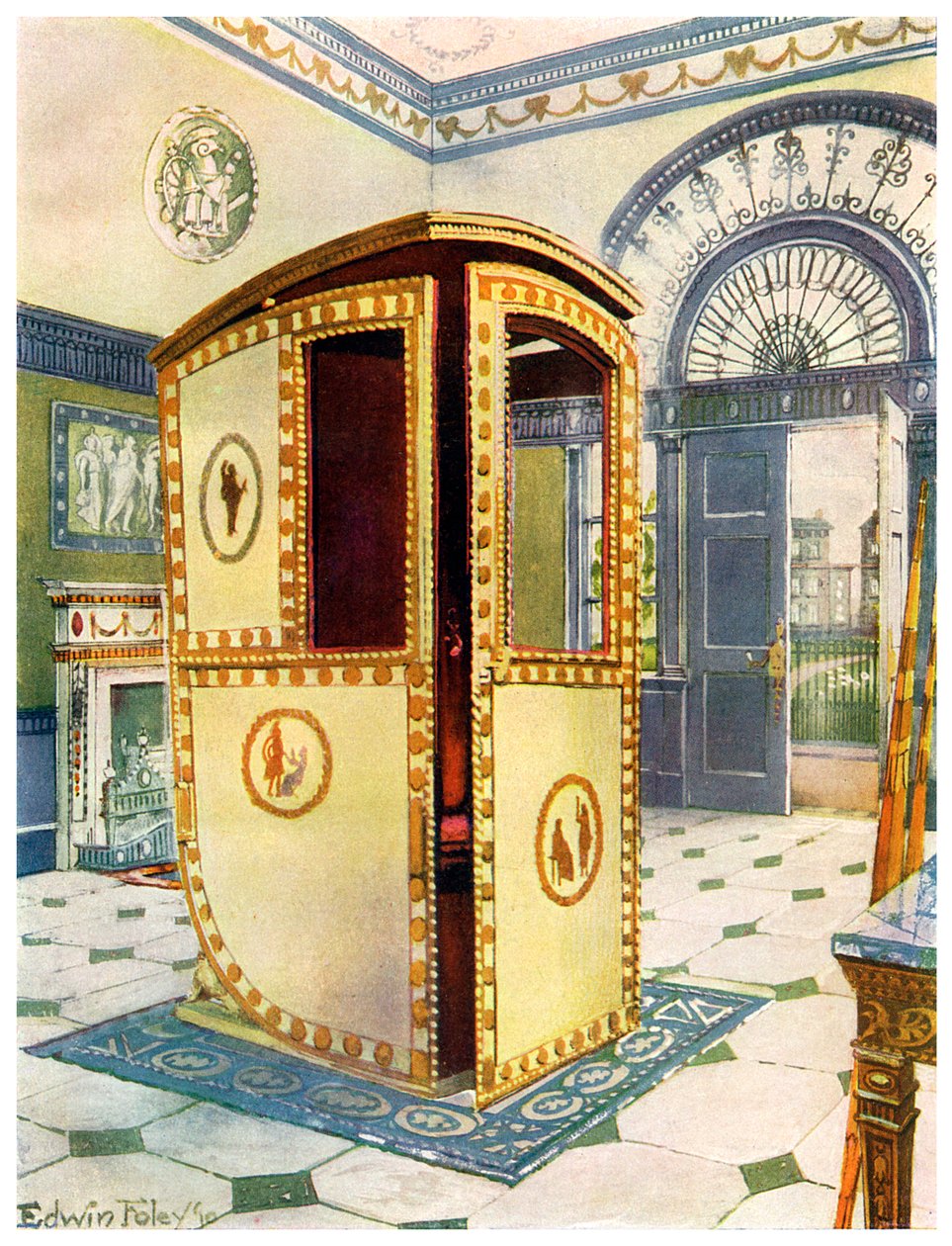 Festett és lakkozott szedán szék kupolás tetejű, 1911-1912. alkotó: Edwin Foley