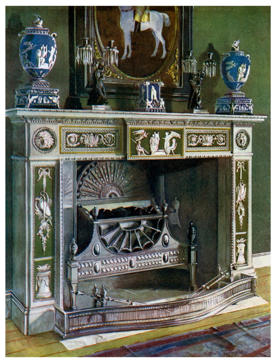 Wedgwood Flaxman kémény, Fontainebleau, Franciaország, 1911-1912. alkotó: Edwin Foley