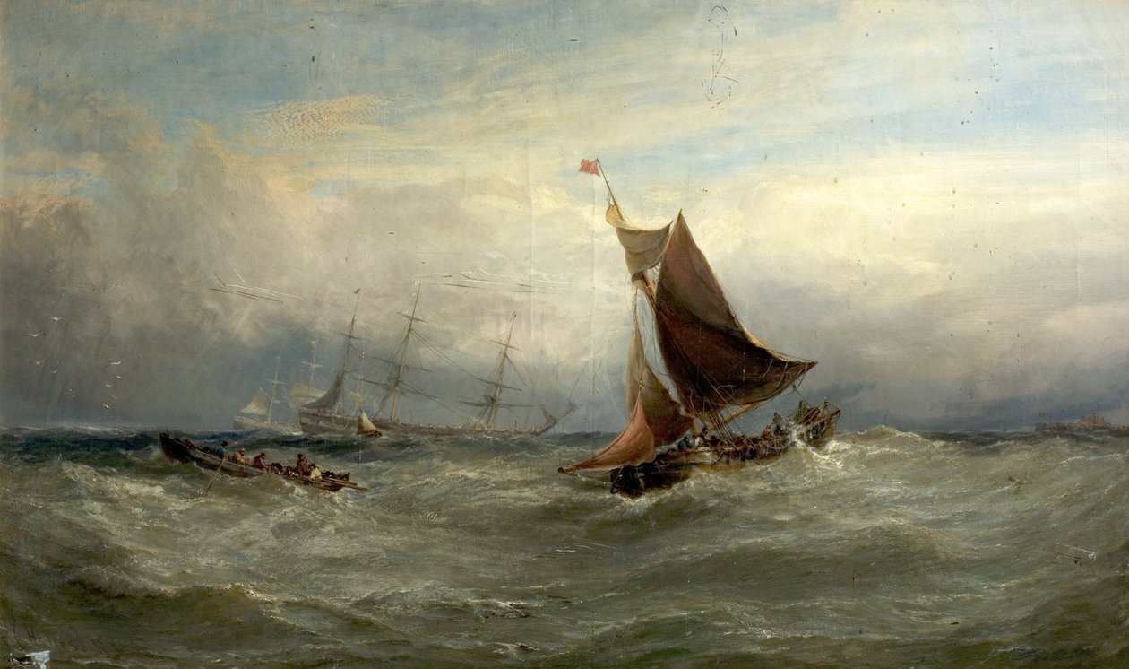 Hajók egy Gale-ban Oostende mellett, Belgium, 1875 alkotó: Edwin Hayes