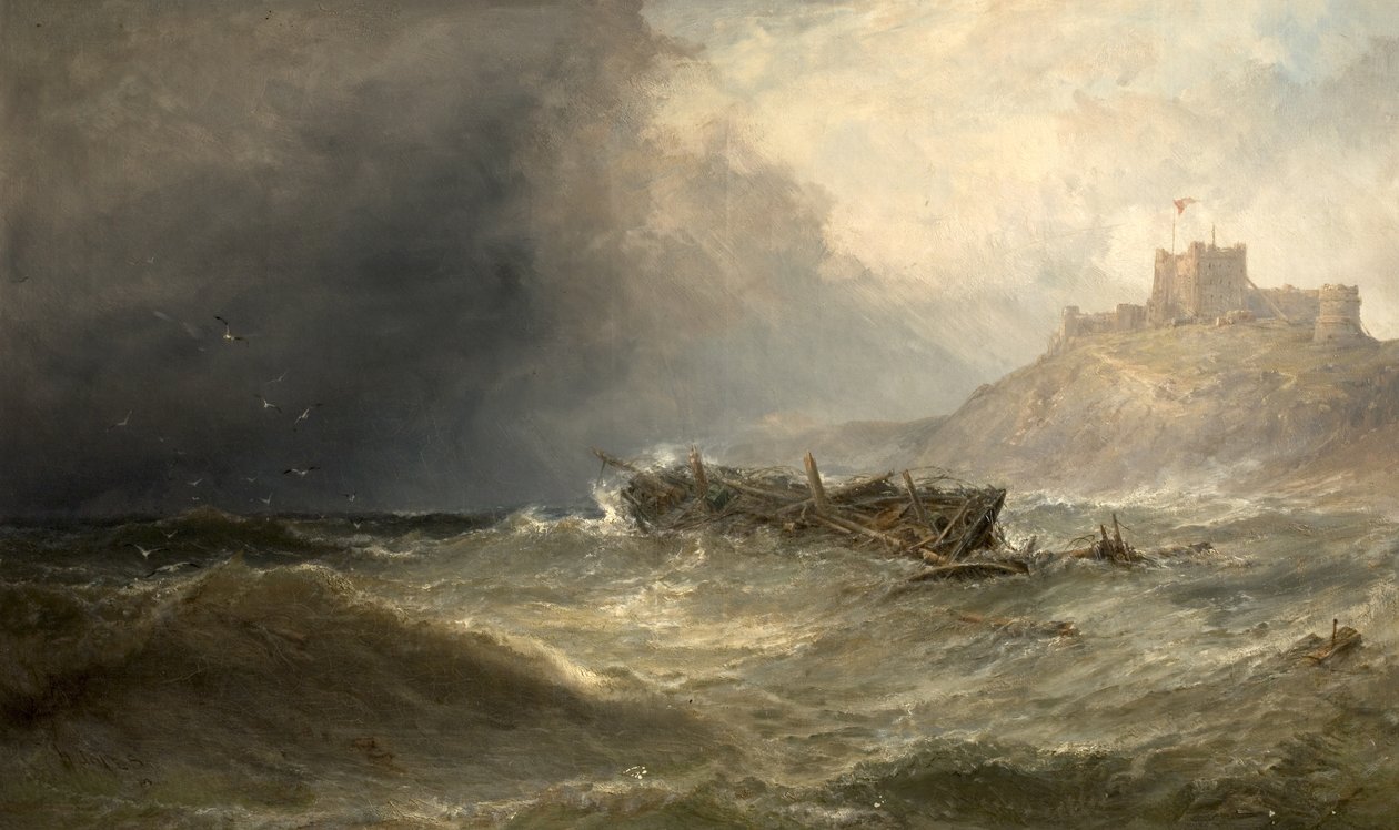 Brig Drifting Ashore, Bamborough, Northumberland, 1875 alkotó: Edwin Hayes