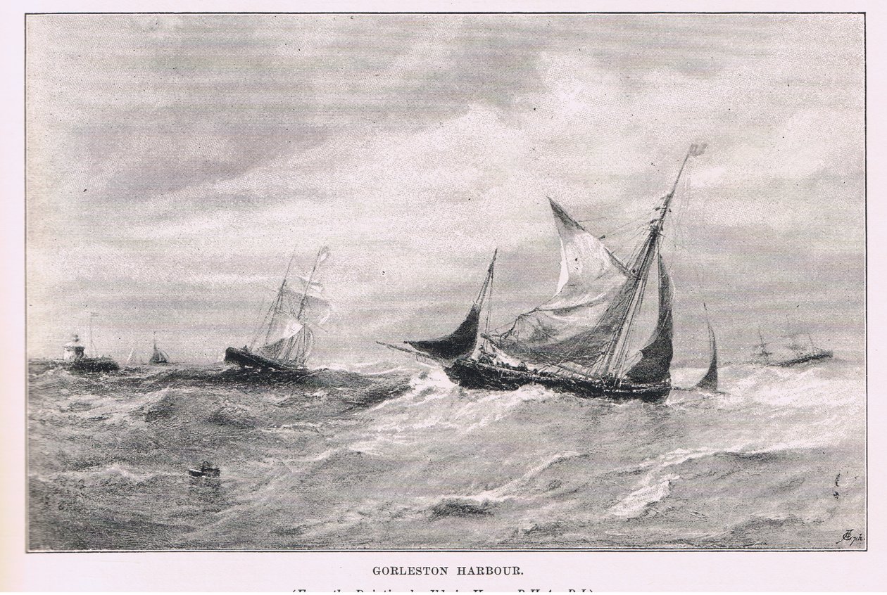 Gorleston kikötője, a The Magazine of Art 1893-ból, Cassell and Company alkotó: Edwin Hayes