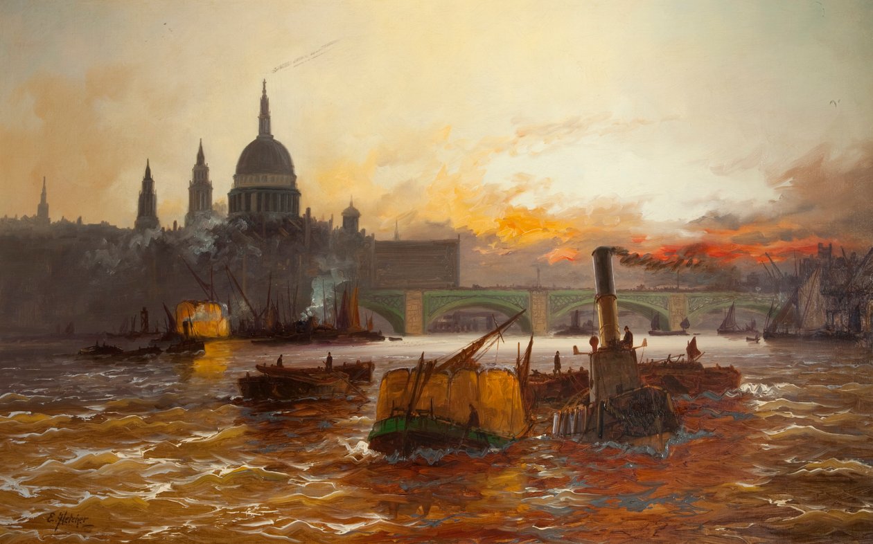 A londoni medence, 1940-45 alkotó: Edwin Henry Eugene Fletcher