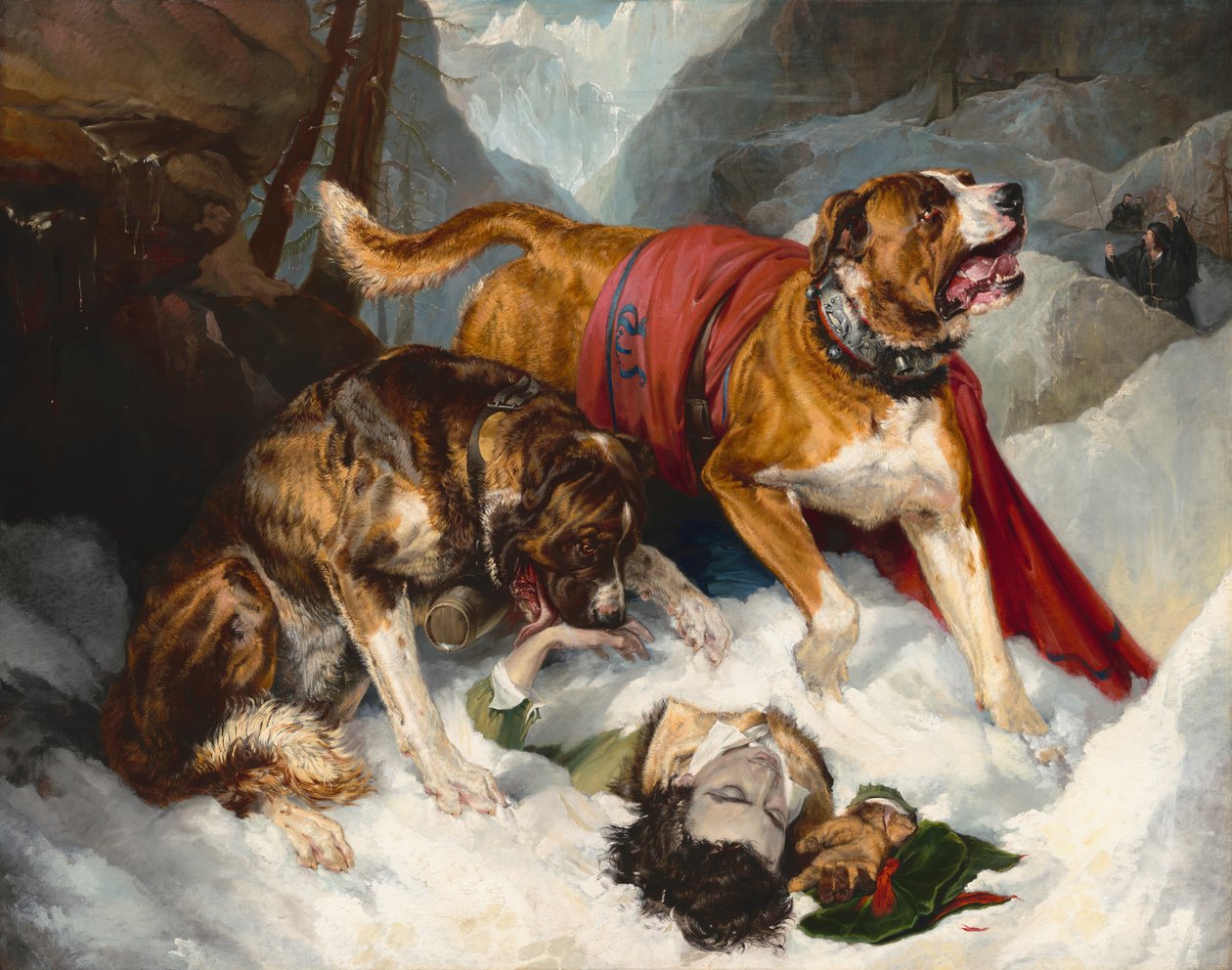 Alpesi masztiffok újraélesztik a bajba jutott utazót, 1820. alkotó: Edwin Henry Landseer