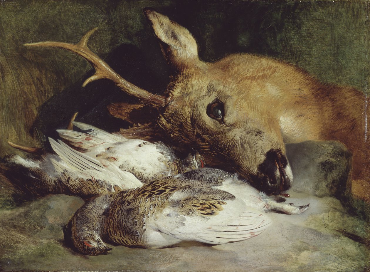 Egy őzbak és két Ptarmigan feje, c. 1830. alkotó: Edwin Henry Landseer
