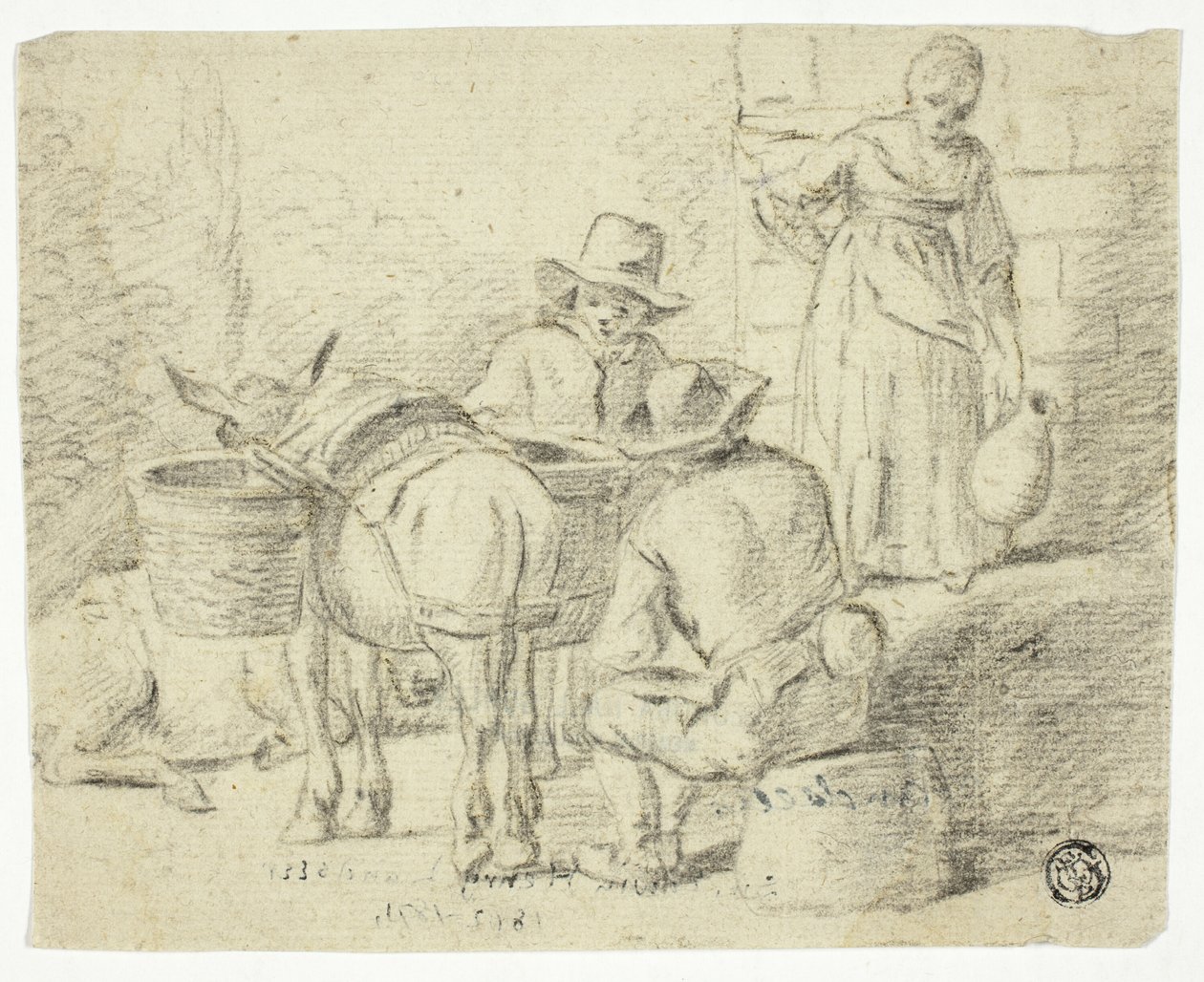 Férfiak és szamarak, nő kancsóval alkotó: Edwin Henry Landseer