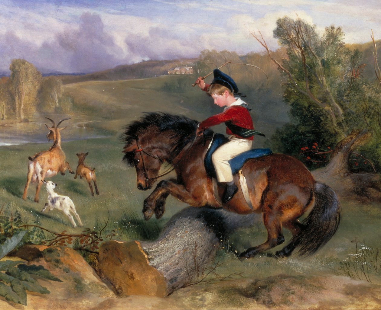 "Az első ugrás: Lord Alexander Russell a póni "Smaragdján", 1829 alkotó: Edwin Henry Landseer