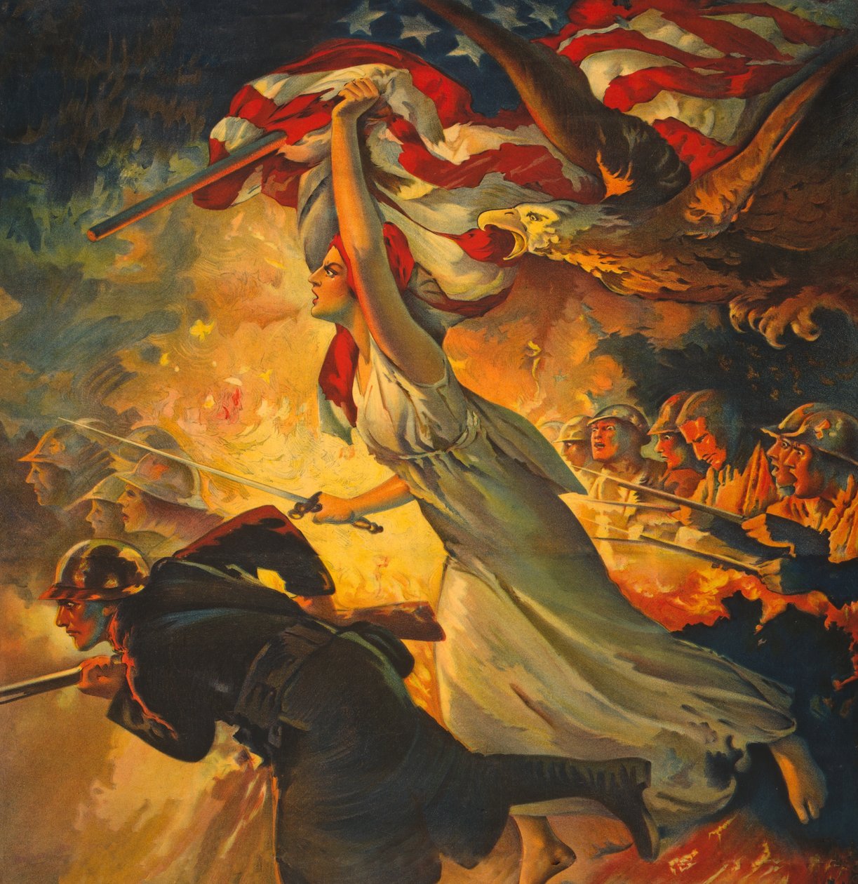 Részlet a Carry On! Vásároljon Liberty Bonds to your Utmost, megjelent 1918 körül alkotó: Edwin Howland Blashfield