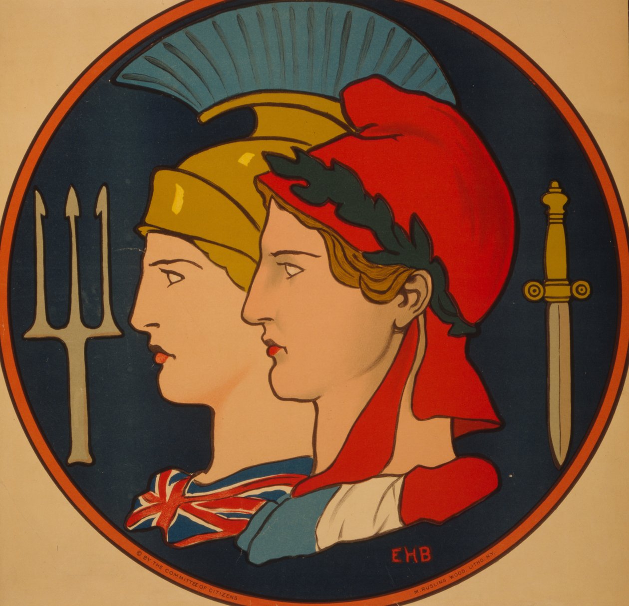 Franciaország és Nagy-Britannia jelképe, 1917 alkotó: Edwin Howland Blashfield