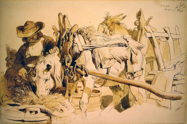 Póni és kocsi Genfben alkotó: Edwin Landseer