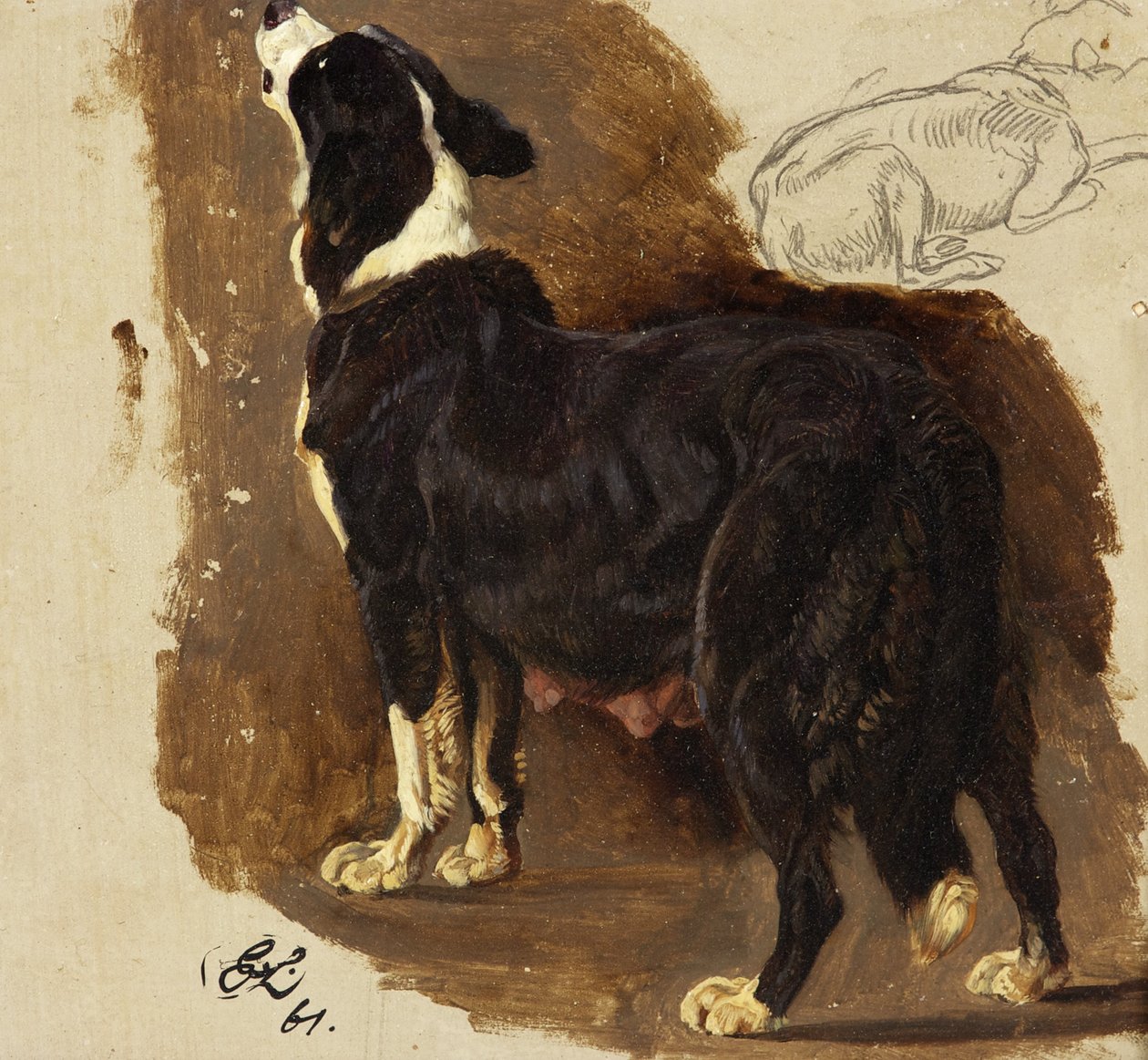 Collie szuka (olaj és ceruza a kártyán) alkotó: Edwin Landseer