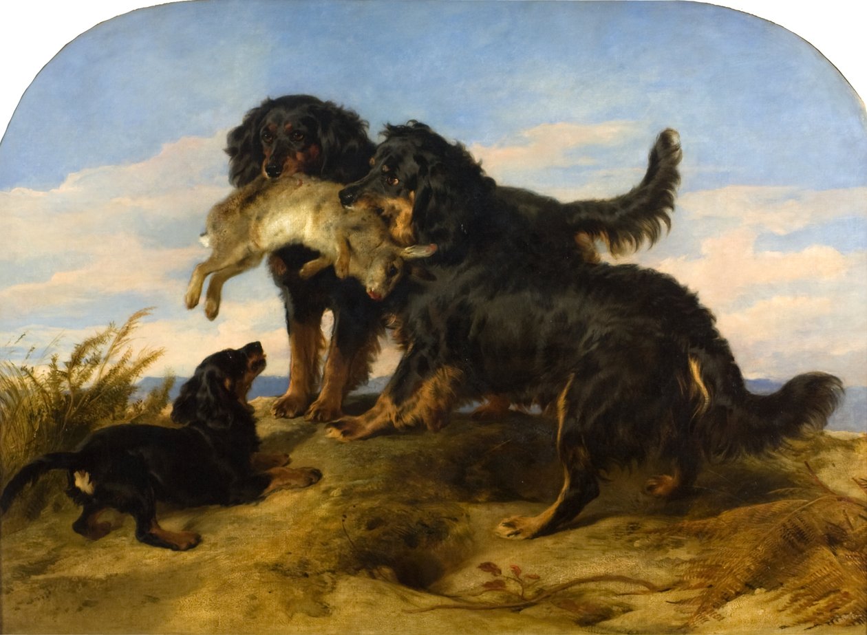 Retrieverek nyúl nyúllal, 1870 körül (olaj, vászon) alkotó: Edwin Landseer
