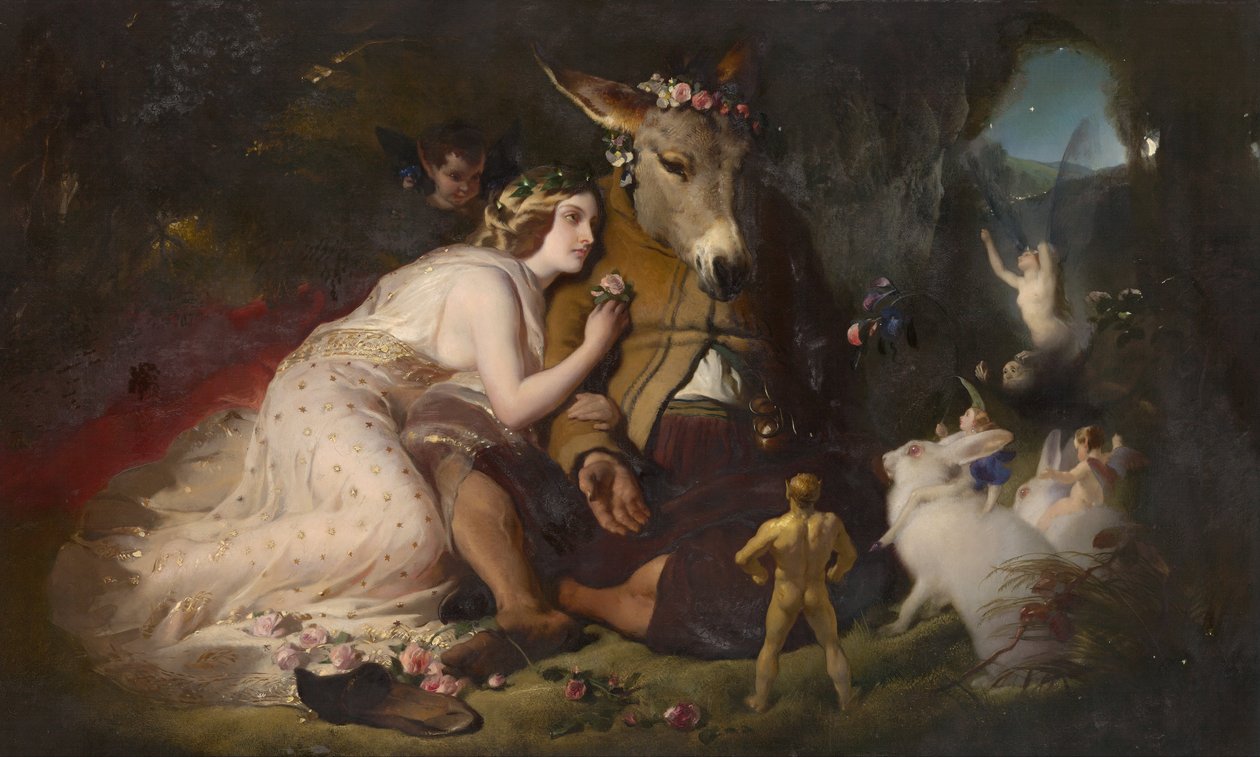 Jelenet a Szentivánéji álomból. Titánia és alja alkotó: Edwin Landseer