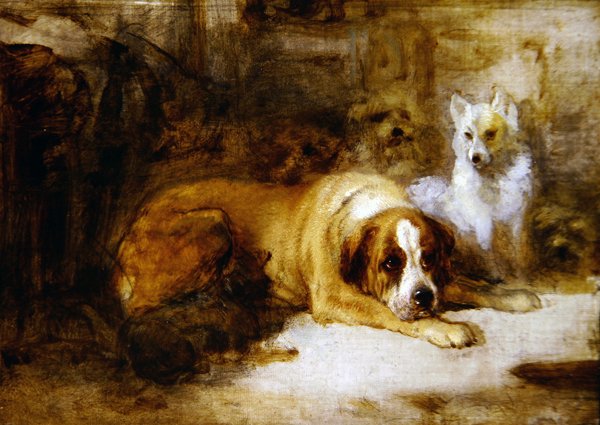 Tanulmány kutyák (olaj ceruzával vászonra) alkotó: Edwin Landseer