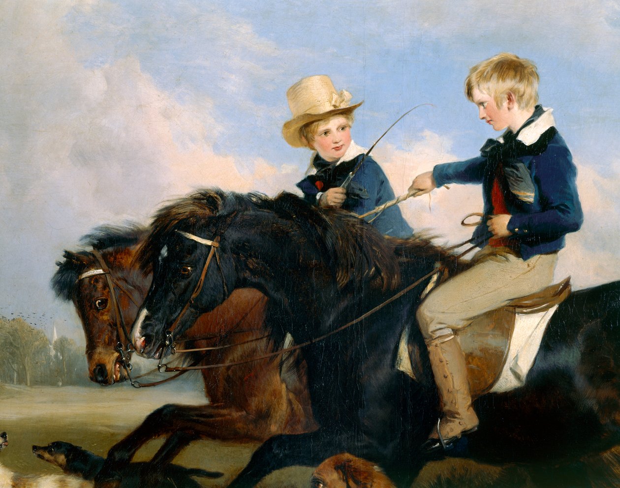 A Hon E. S. Russell és testvére (a 369434 részlete) (olaj a panelen) alkotó: Edwin Landseer