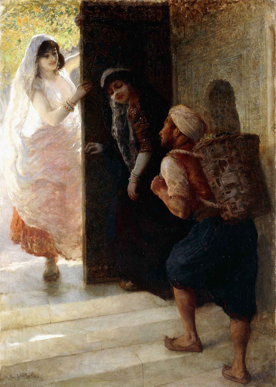 Ezeregy éjszaka, A bagdadi portás, 1900 körül alkotó: Edwin Lord Weeks