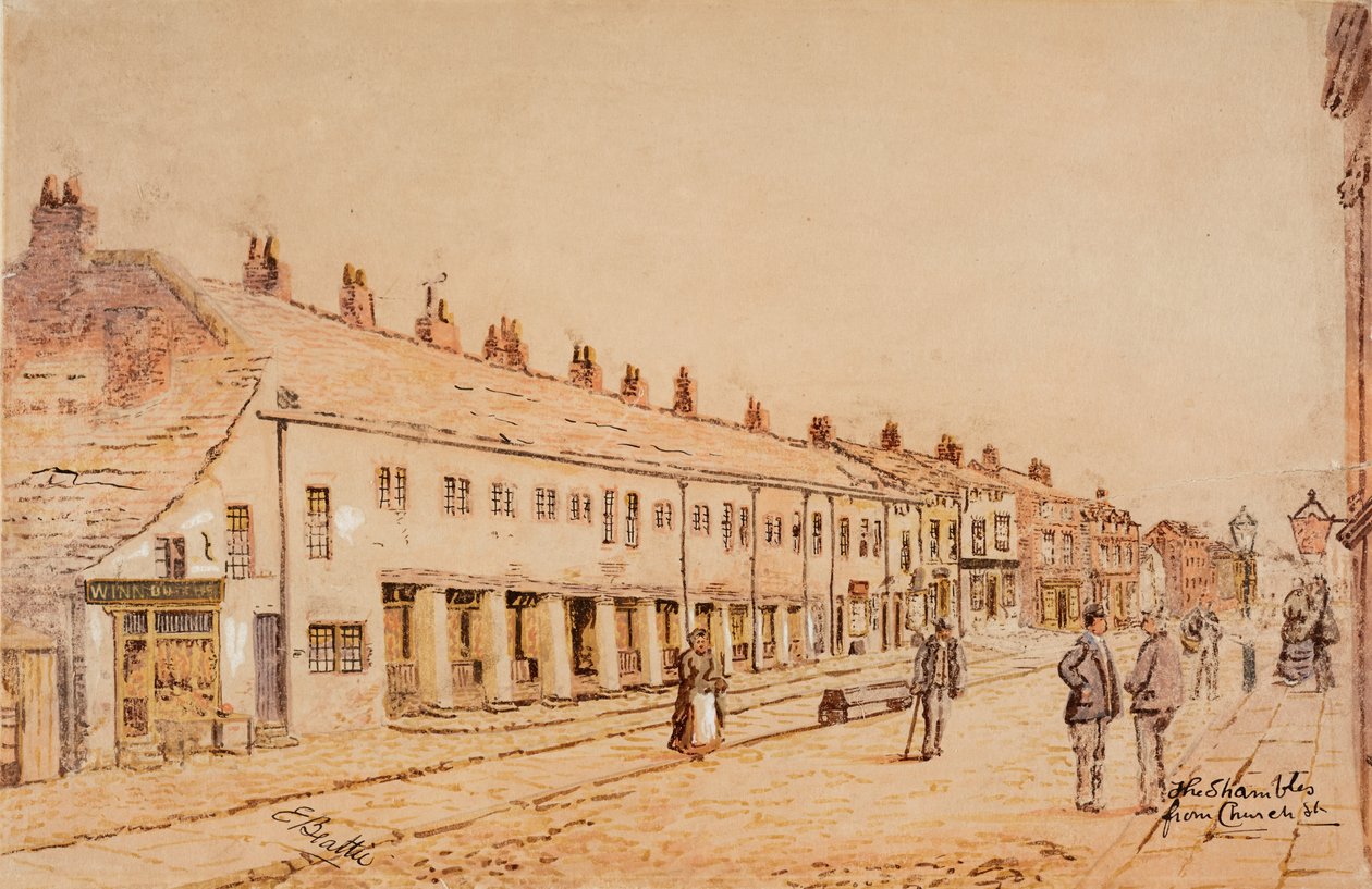 The Shambles, a Church Street felől, 1891-1917 körül (akvarell, papír) alkotó: Edwin Robert Beattie