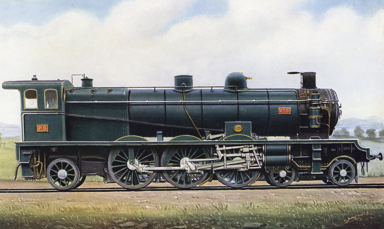 Két köztársaság terméke: "Pacific" típusú gőzmotor sz. 4501, Párizs - Orléans Railway. 1910 (litó) alkotó: Edwin Thomas Rudd