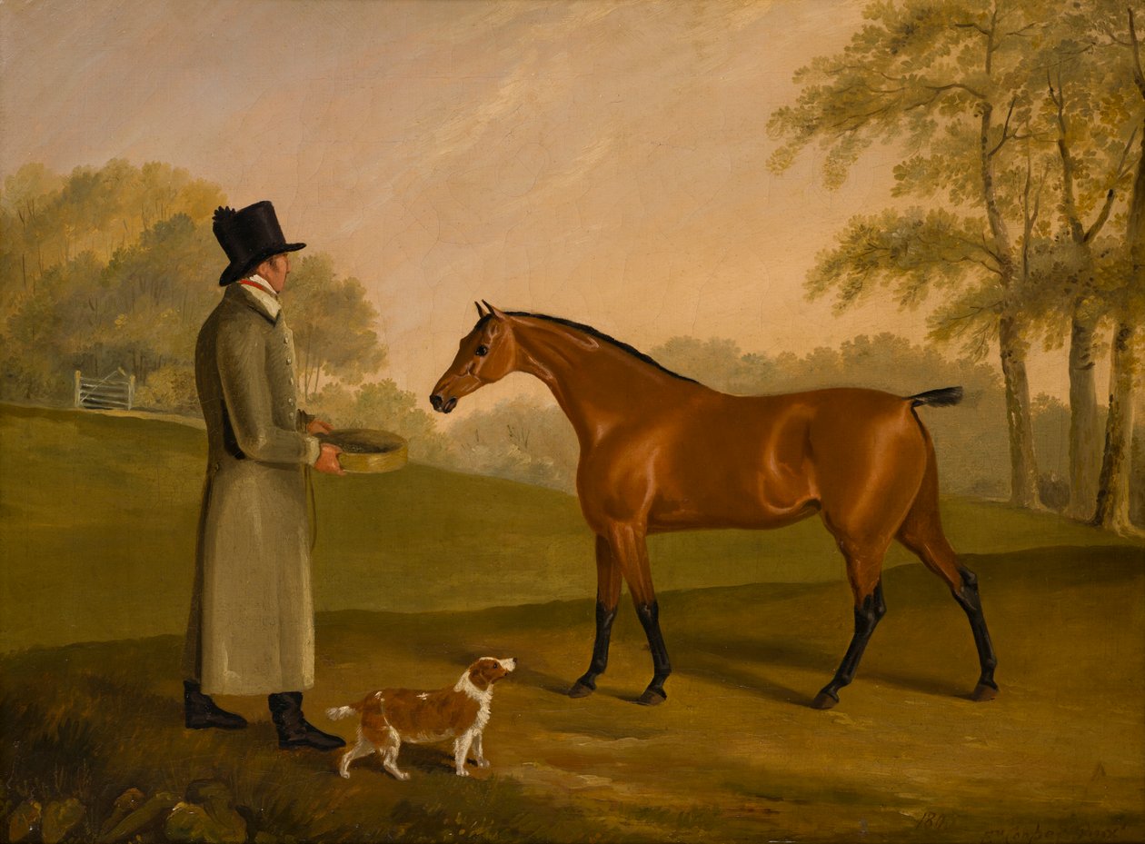 Egy ló a tájon a vőlegénnyel, David, Bennet, 1805 körül (olaj, vászon) alkotó: Edwin W. Cooper