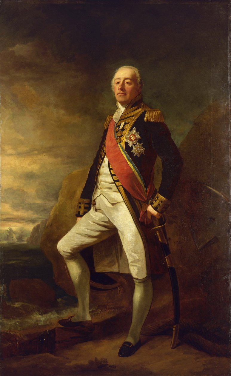 James Saumarez ellentengernagy (1757-1836), Saumarez első bárója, aki az 1801-es algecirasi csatában (a gibraltári öbölben) aratott győzelméről nevezetes. alkotó: Edwin Williams
