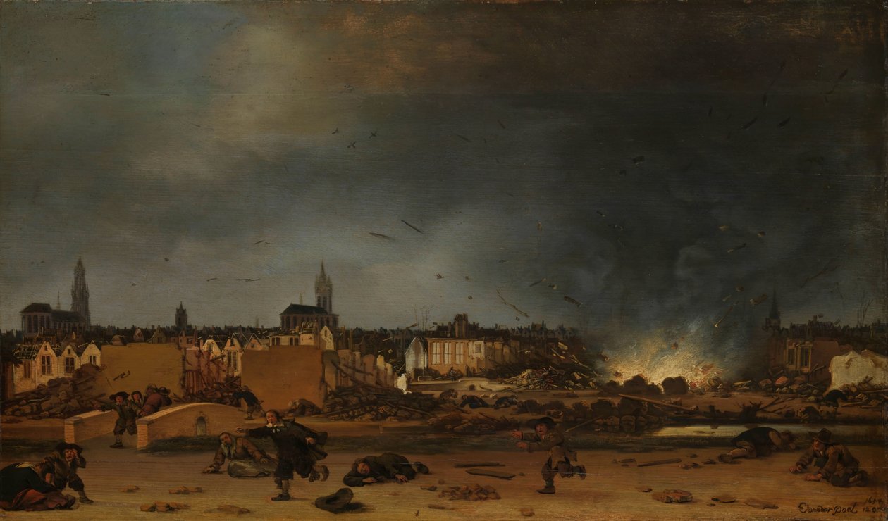 A portár felrobbanása Delftben, 1654. október 12-én alkotó: Egbert Lievensz. van der Poel