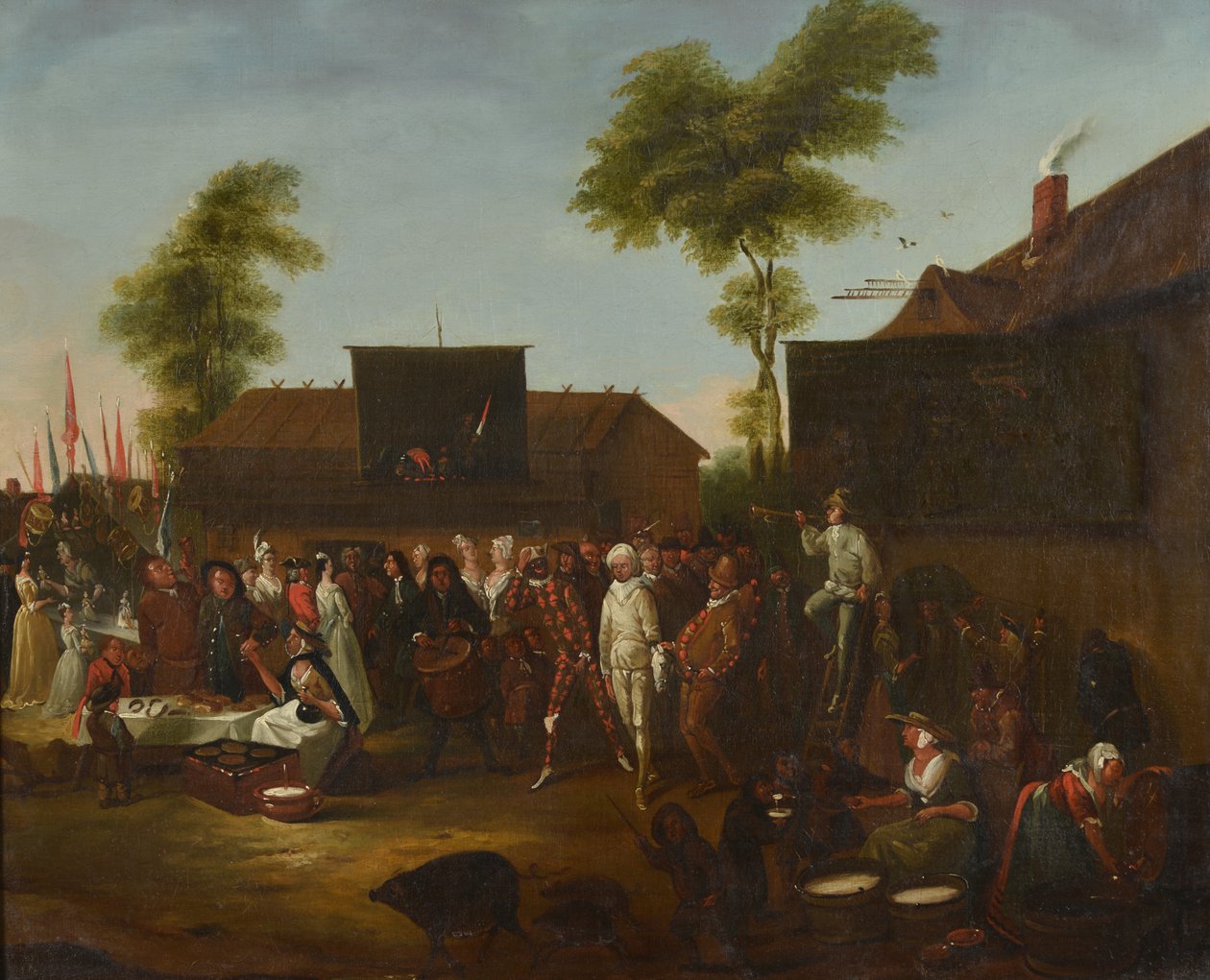 Falusi karnevál a Commedia dellArte figuráival alkotó: Egbert van the Elder Heemskerck