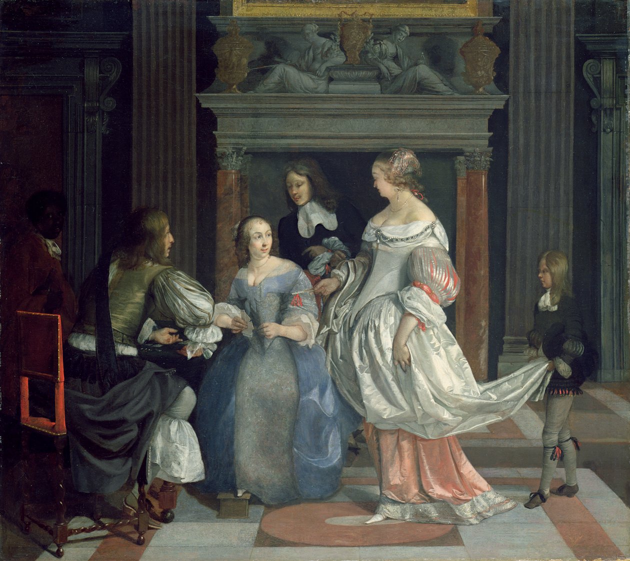 Belső tér hölgyekkel és urakkal kártyázni, 1660-as évek közepe (olaj, vászon) alkotó: Eglon Hendrick van der Neer