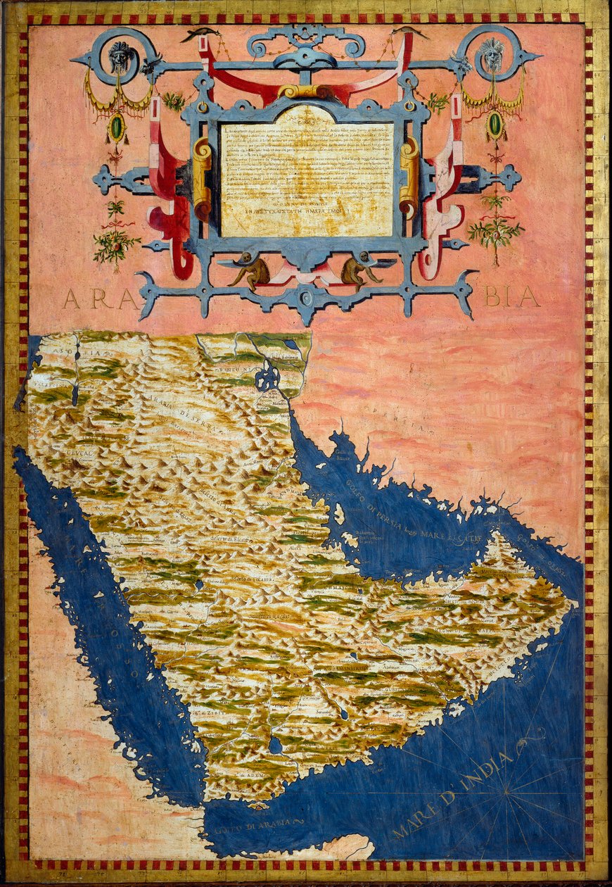 Egnazio Danti (1536-1586) által készített Arábia térkép 1567 körül Szekrények festése a földrajzi térképek termében. Palazzo Vecchio, Mappamondo Room Firenze alkotó: Egnazio Danti