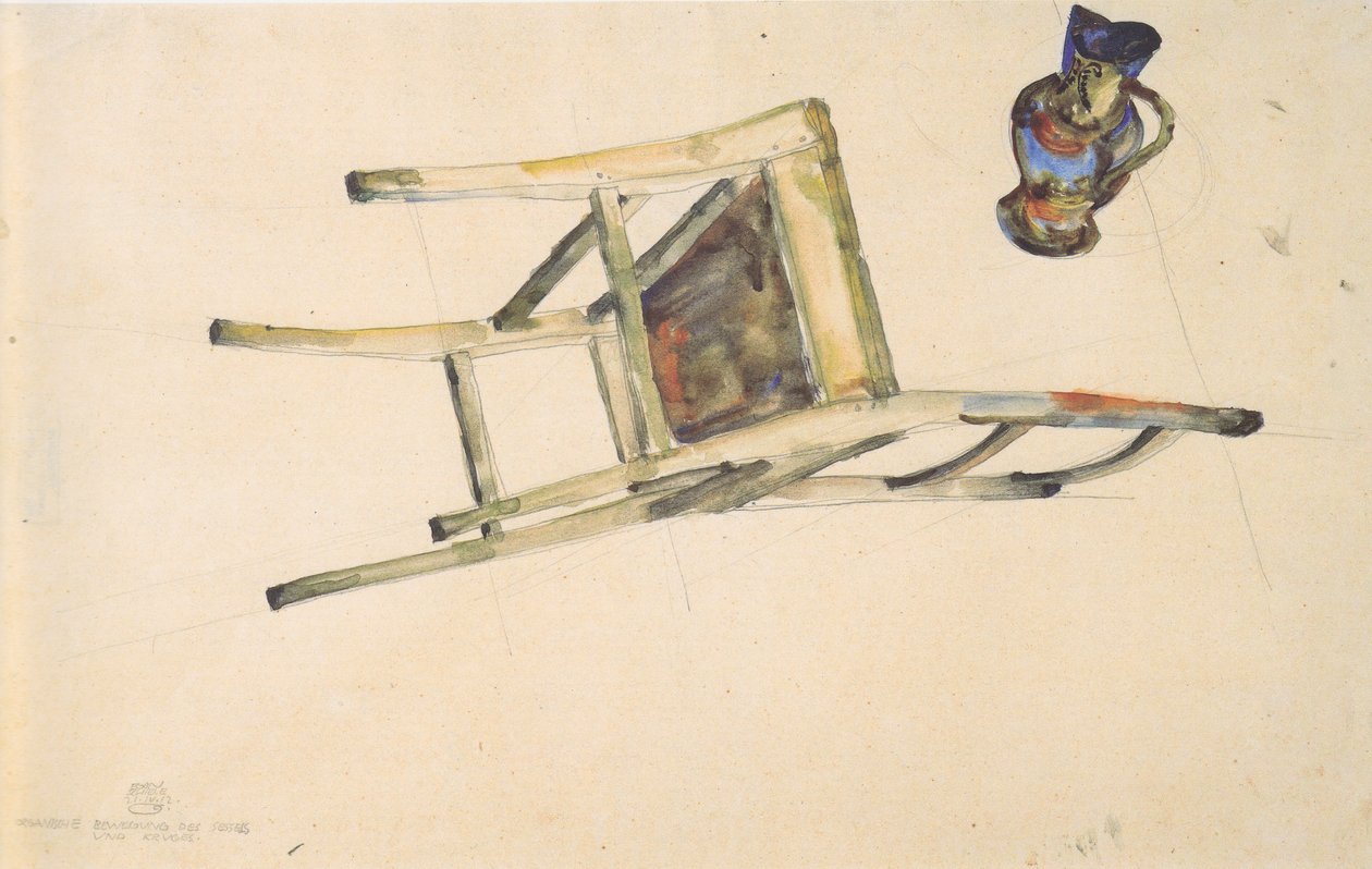 A szék és a kancsó szerves mozgása-1912-24 alkotó: Egon Schiele