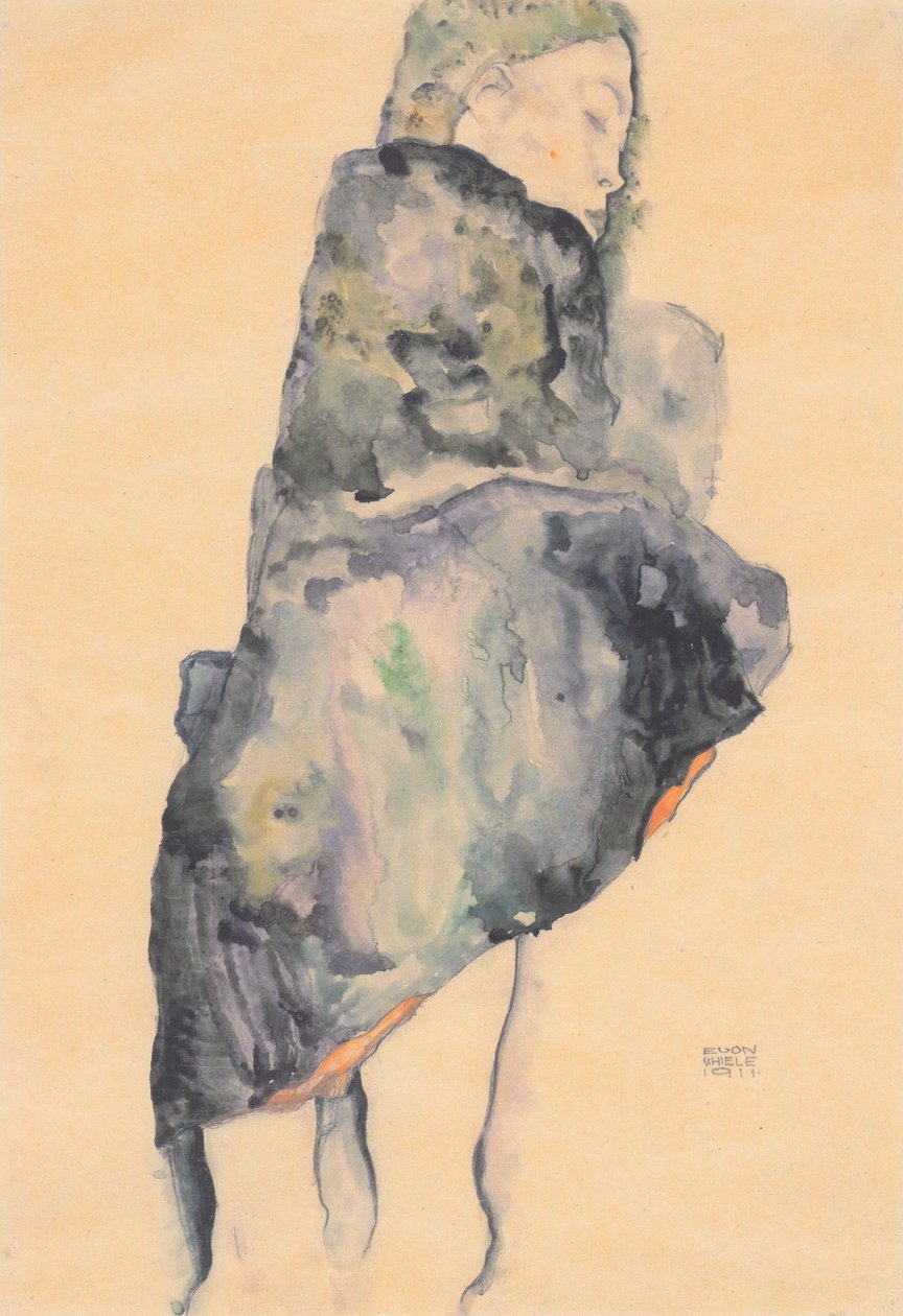 Alvó lány takaróban tartott alkotó: Egon Schiele
